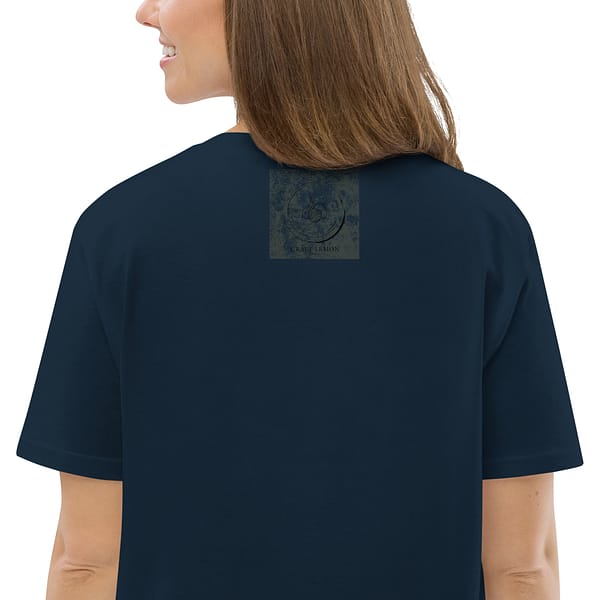 unisex organic cotton t shirt french navy zoomed in 63e7c3acb3532