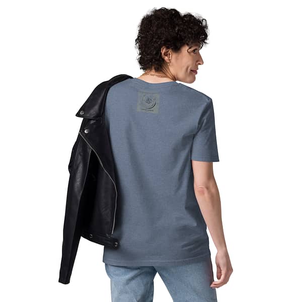 unisex organic cotton t shirt dark heather blue back 63e7c9f9491e0