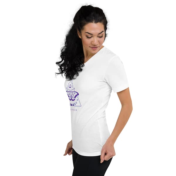 unisex v neck tee white left front 63e7c7380d47d